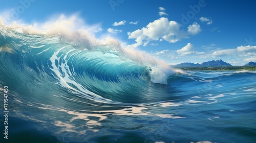 Blue ocean wave. 3d render illustration. Ocean water background.