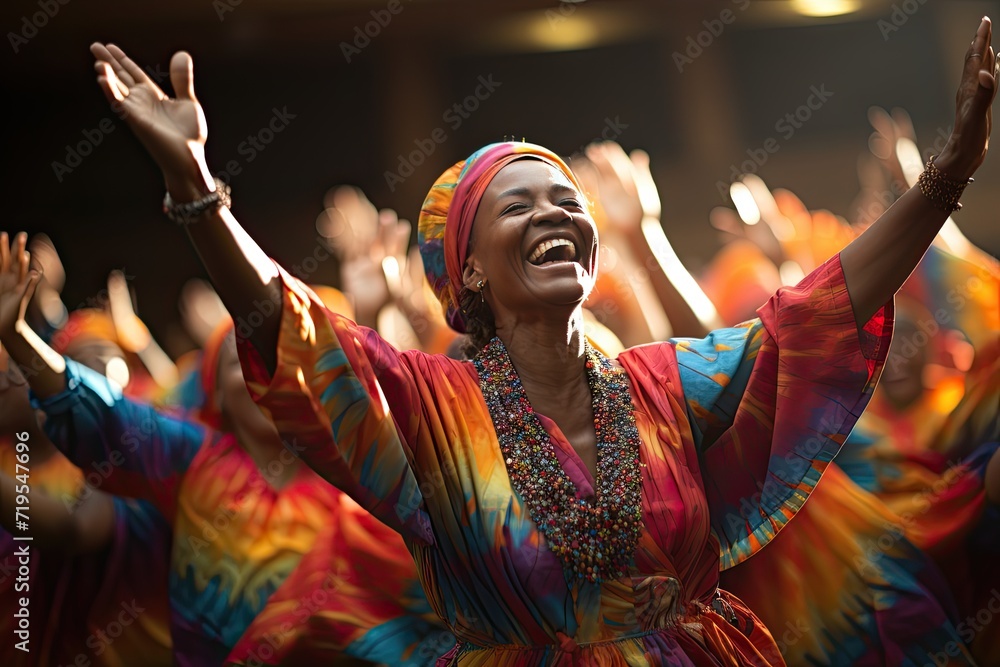Faithful celebrate faith with dance and vibrant music., generative IA