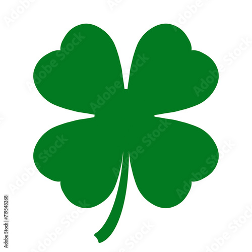 Good luck four leaf clover flat icon for apps and websites. Green icon isolated on white background. Clover silhouette. Simple icon. Web site page and mobile app design vector element. photo
