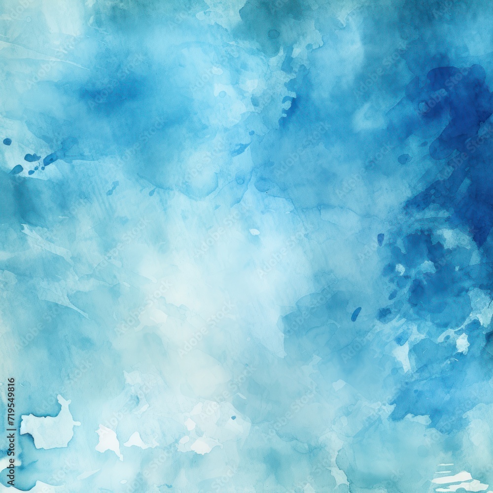 Blue watercolor abstract painted background on vintage paper background