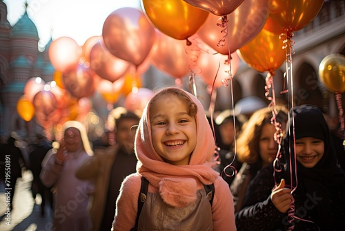 Vibrant market celebrates eid al-fitr after Ramadan., generative IA
