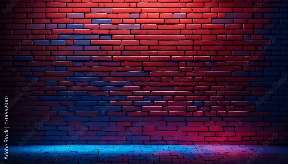 Old grunge wall illuminated with glowing neon lights. 3d rendering modern abstract background.