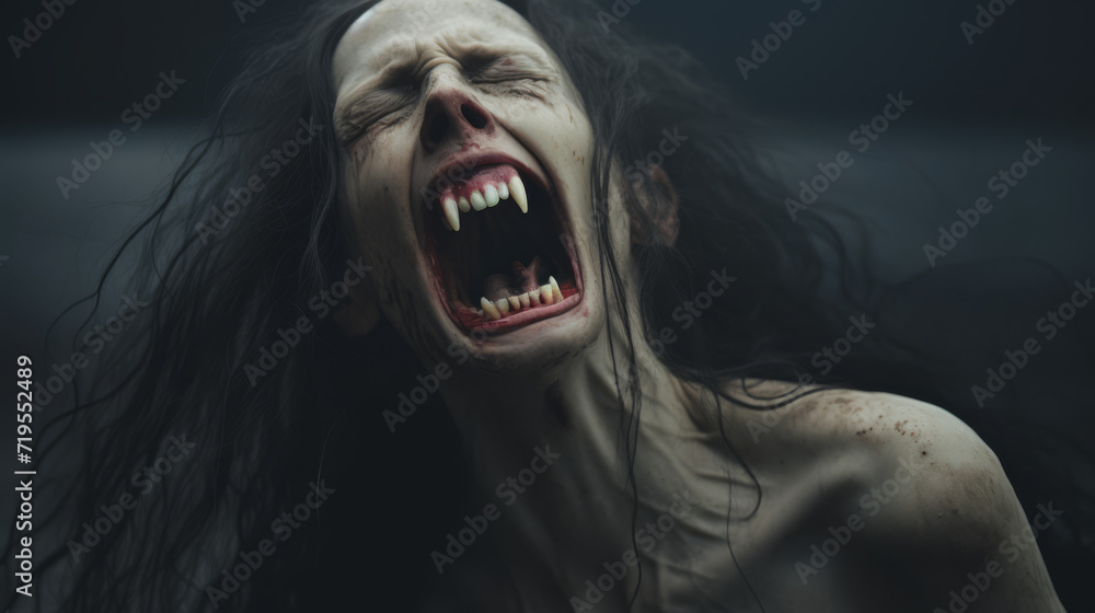 Fototapeta premium Screaming woman vampire