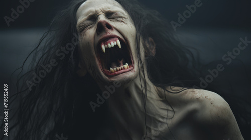 Screaming woman vampire photo