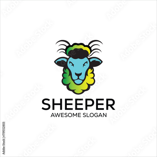sheep simple mascot logo design illustration
