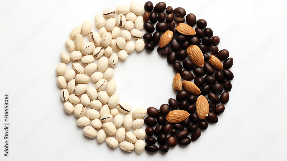 Nutty Yin and Yang Harmony on White Nutty Yin and Yang Harmony on White