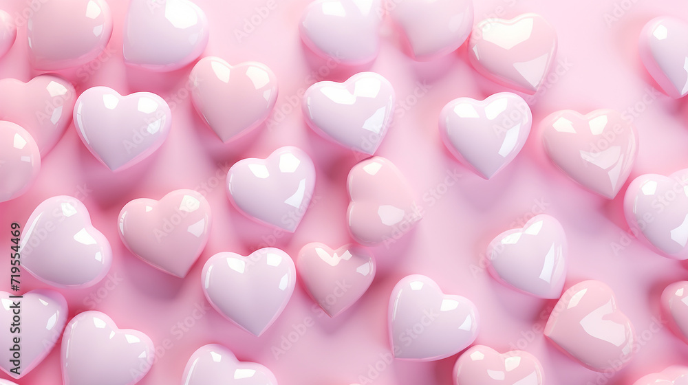 soft pink and white hearts background, valentines day, mother day, love and birthday concept