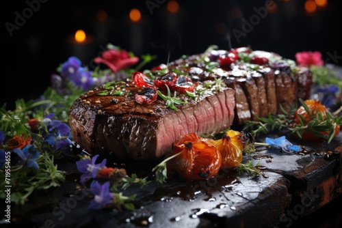 Succulent and succulent portions of grilled fillet steak image generated by AI  generative IA