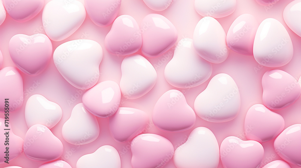 soft pink and white hearts background, valentines day, mother day, love and birthday concept