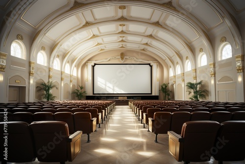 single, Isolated in white background, center aligned, empty cinema auditorium © TIYASHA