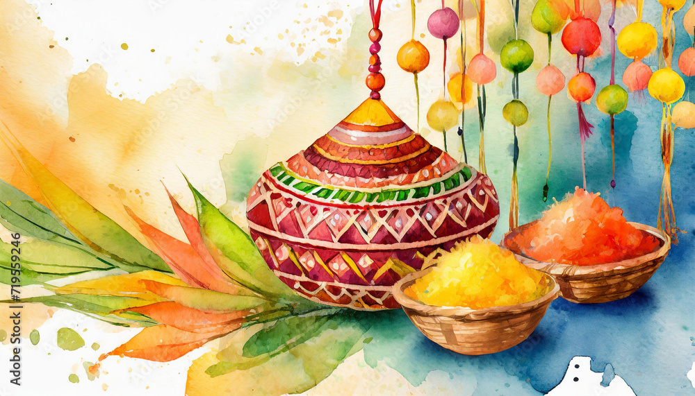 Vaisakhi celebration, watercolor art style