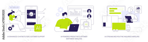 AI in Customer Support abstract concept vector illustrations.