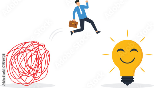 Change new ideas for better career success concept, Businessman jumps out of the hustle and bustle for creativity ideas to business success concept,
