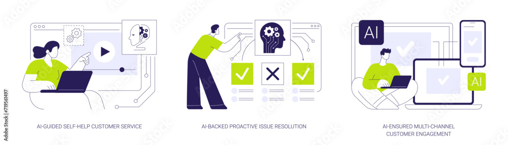 Naklejka premium AI-Backed Customer Service abstract concept vector illustrations.