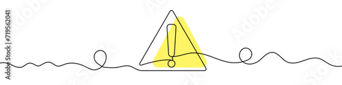 Continuous editable drawing of exclamation point. One line drawing danger sign