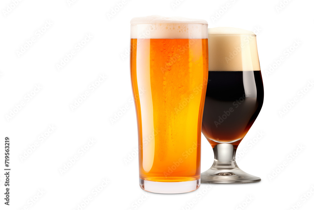 Set of Beer glasses on a white background. Mugs with drink like Ipa, Pale Ale, Pilsner, Porter or Stout Set of Beer glasses on a white background. Mugs with drink like Ipa, Pale Ale, Pilsner, Porter or Stout