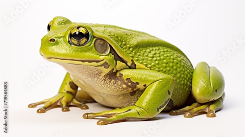 Mediterranean tree frog or stripeless tree frog, Hyla meridionalis, in front of white background photo