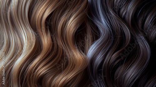 close-up of a flow of brunette to blonde ombre hair with a smooth and silky texture