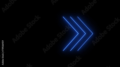 Looped Neon Lines abstract VJ background. Futuristic laser background. Seamless loop. Arrows flashing on and off in sequence.   photo