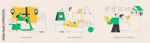 Quarantine food essentials supply abstract concept vector illustrations.