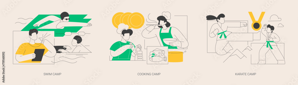 Fototapeta premium Summer programs for kids abstract concept vector illustrations.