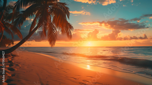 cinematic paysage photography of palms on the beach during sunset