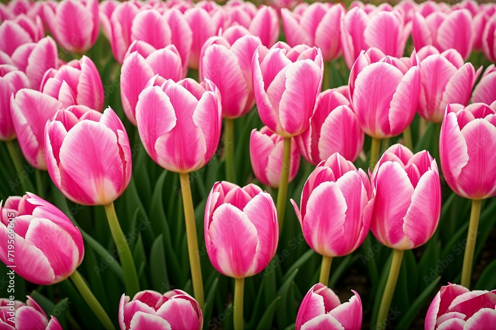 Pink tulips in the garden. Spring flowers. Tulips background. Pink tulips in the garden. Spring flowers. Tulips background.