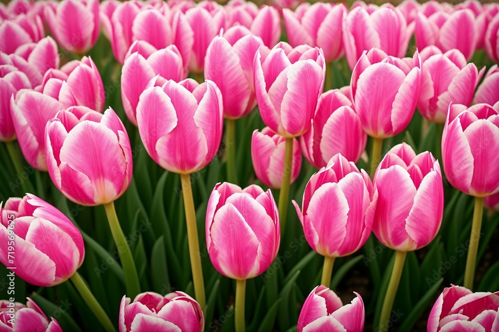 Pink tulips in the garden. Spring flowers. Tulips background. Pink tulips in the garden. Spring flowers. Tulips background.