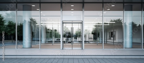 Front doors, glass doors of the office. photo