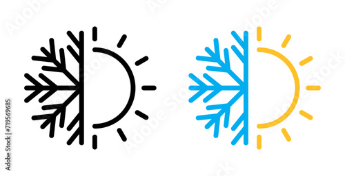 Temperature Variance vector icon set. Sun and Snowflake vector symbol for UI design.