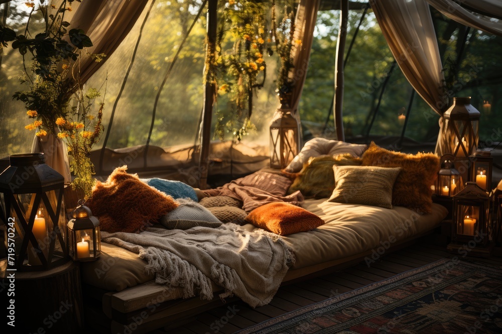 Meditation tent at a welfare festival., generative IA