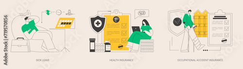 Social insurance abstract concept vector illustrations.