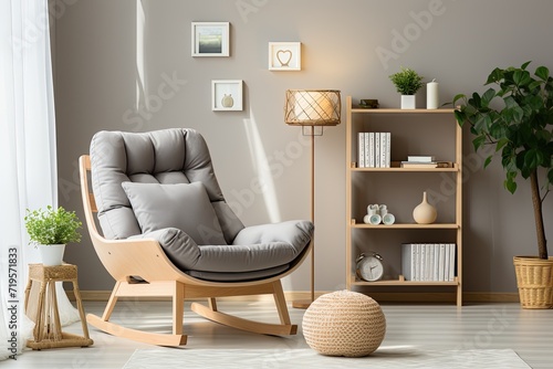 Scandinavian baby room, simple and serene., generative IA