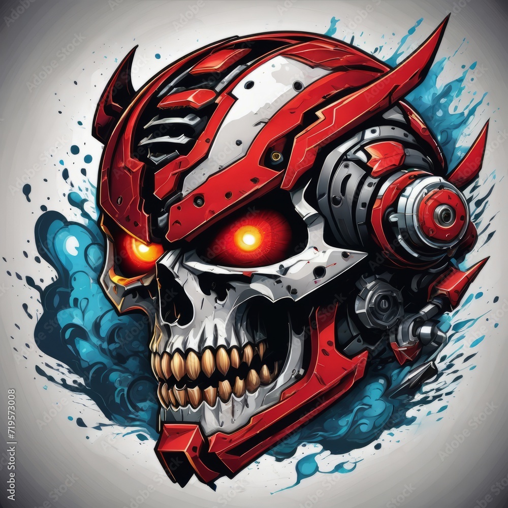 Fototapeta premium skull with a fire ontent created with generative AI software