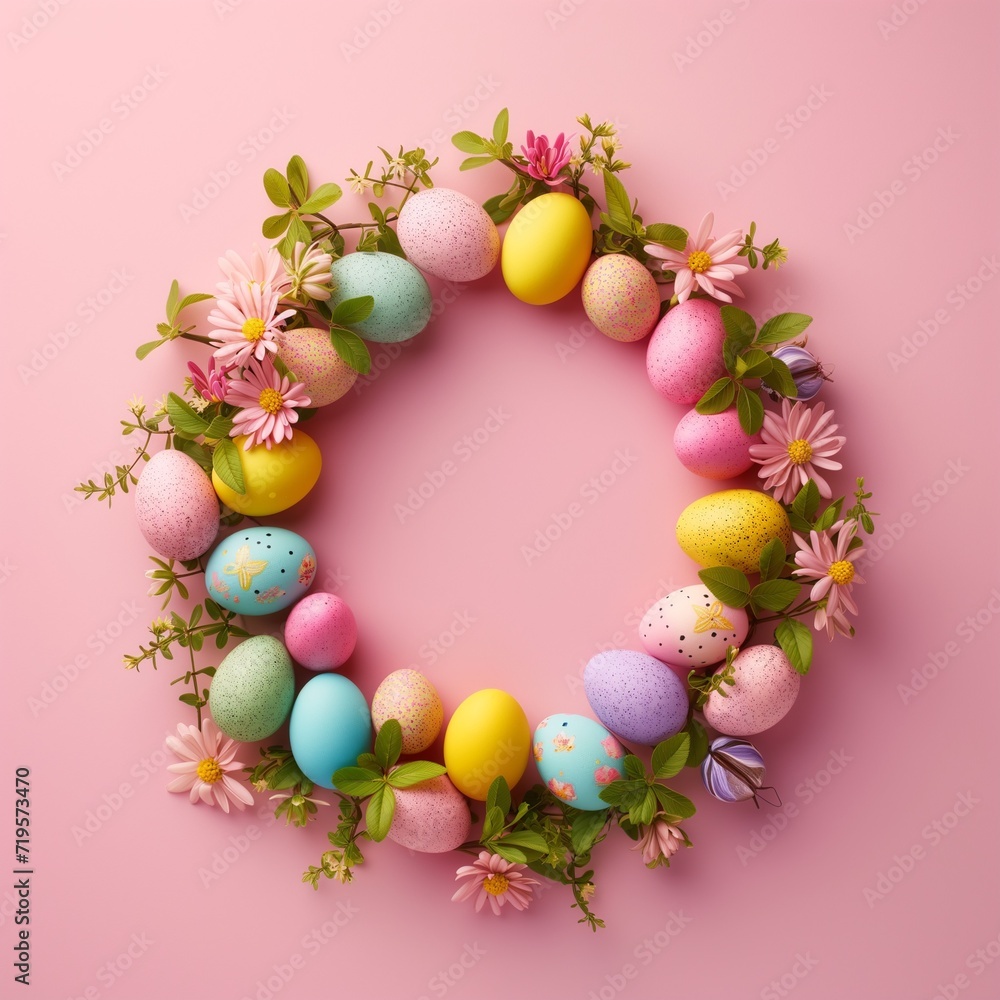 wreath made of easter eggs for decoration