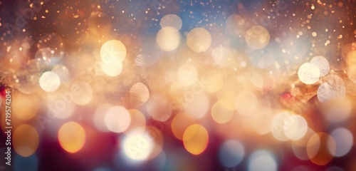 An abstract Christmas background, with defocused spotlights in festive colors, creating a mesmerizing bokeh effect