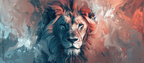 Abstract Lion wild animal in pastel colorful style background. Generated AI image