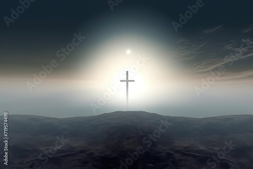 minimalistic design Way to heaven. Humility and encouragement. Divine Light and Holy Cross,