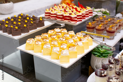 Cheese Cake with Cream and Gold Dessert. 