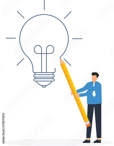 Creativity and imagination to create content or writer and creator inspiration for new ideas or think and brainstorm concept,
