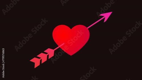 Arrow hit Red heart divorce break up concept Alpha Channel animation. Valentines day Love Split Cracked upset, separation, end of marriage destroyed heart collapse damaged sad Love and feelings. photo