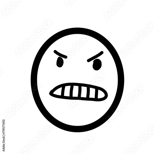 Doodle Emoji face icon set. Hand drawn sketch style. Emoji with different emotion mood, happy, sad, smile face. Comic line art vector illustration.