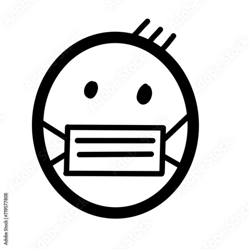 Doodle Emoji face icon set. Hand drawn sketch style. Emoji with different emotion mood, happy, sad, smile face. Comic line art vector illustration.