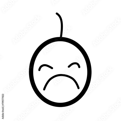 Doodle Emoji face icon set. Hand drawn sketch style. Emoji with different emotion mood, happy, sad, smile face. Comic line art vector illustration.
