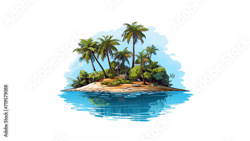 vector illustration of small tropical island in maldives