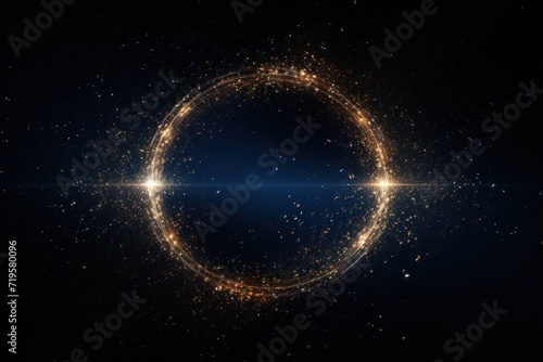 Indigo luminescence glitter circle of light shine sparkles and rose gold glow spark particles 