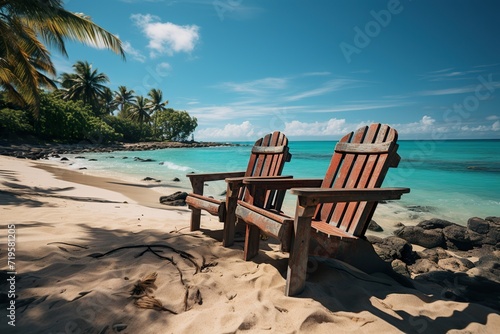 Relaxing beach chair tropical paradise travel vacation beautiful view