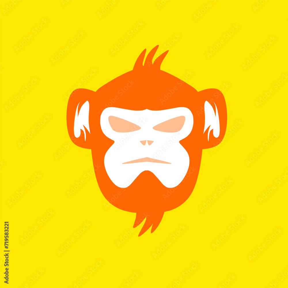 Cartoon monkey head character illustration