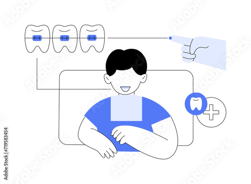 Putting braces on abstract concept vector illustration.