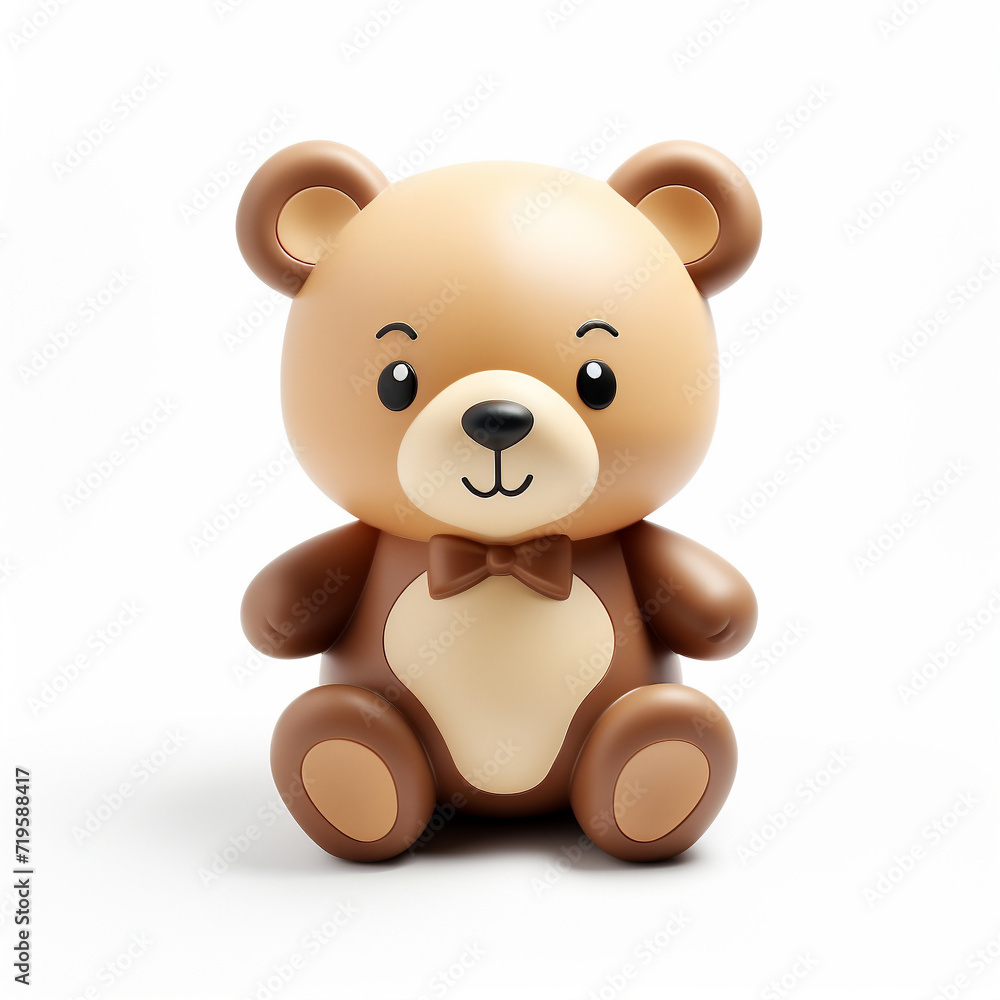 Cute plastic bear toy stylized 3d render icon in pastel colors illustration isolated on white background Cute plastic bear toy stylized 3d render icon in pastel colors illustration isolated on white background